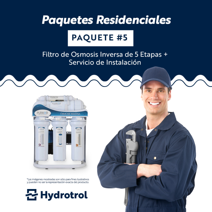 Ósmosis Inversa con Instalación Filtro de ósmosis inversa residencial de 5 etapas de Hydrotrol, incluye servicio de instalación profesional.